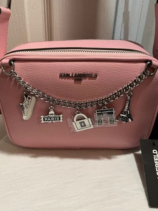 Karl Lagerfeld Paris Pink Charm Crossbody NWT $198 MSRP - Picture 3 of 15